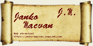 Janko Mačvan vizit kartica